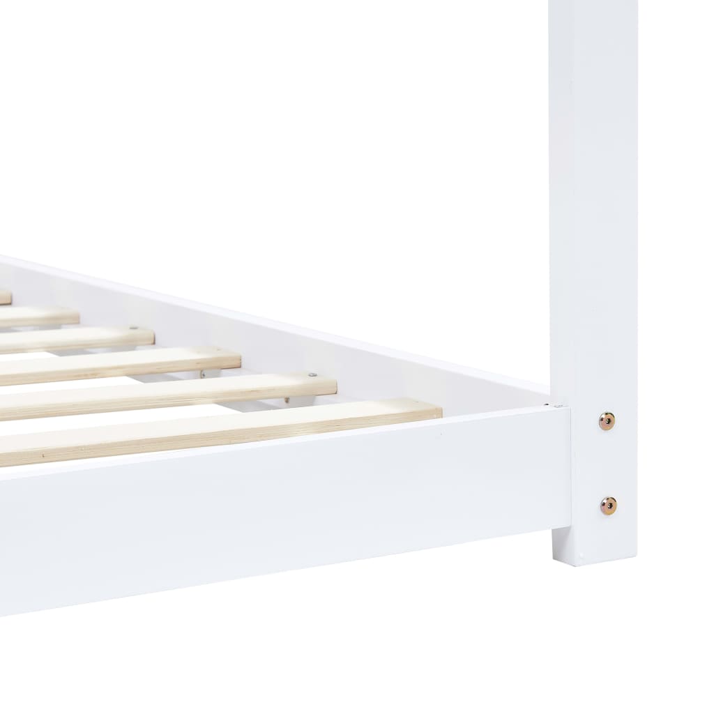 Kids Bed Frame White Solid Pine Wood 90x200 cm