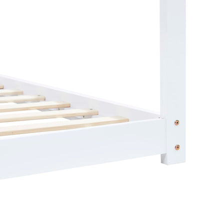 Kids Bed Frame White Solid Pine Wood 90x200 cm