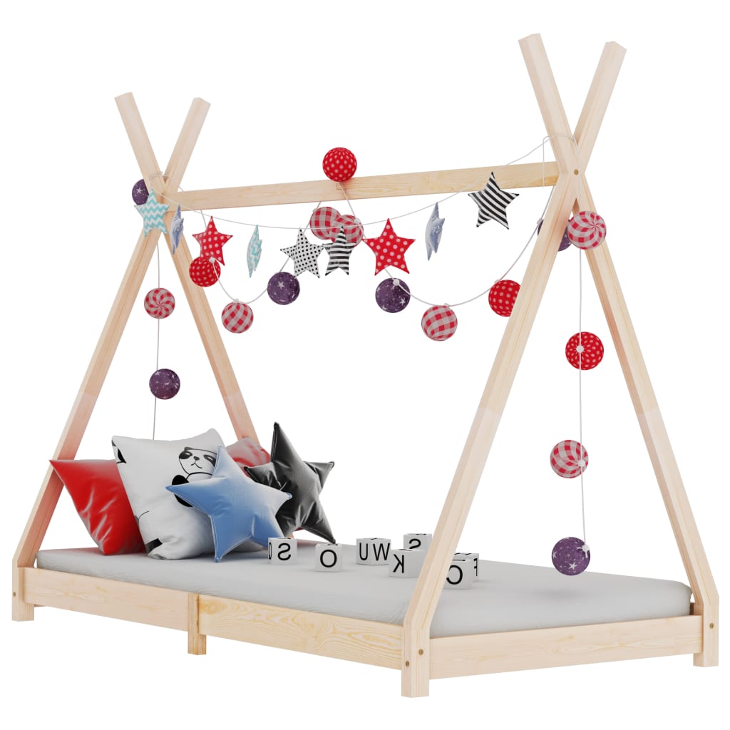 Kids Bed Frame Solid Pine Wood 80x160 cm