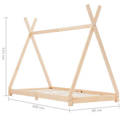 Kids Bed Frame Solid Pine Wood 90x200 cm