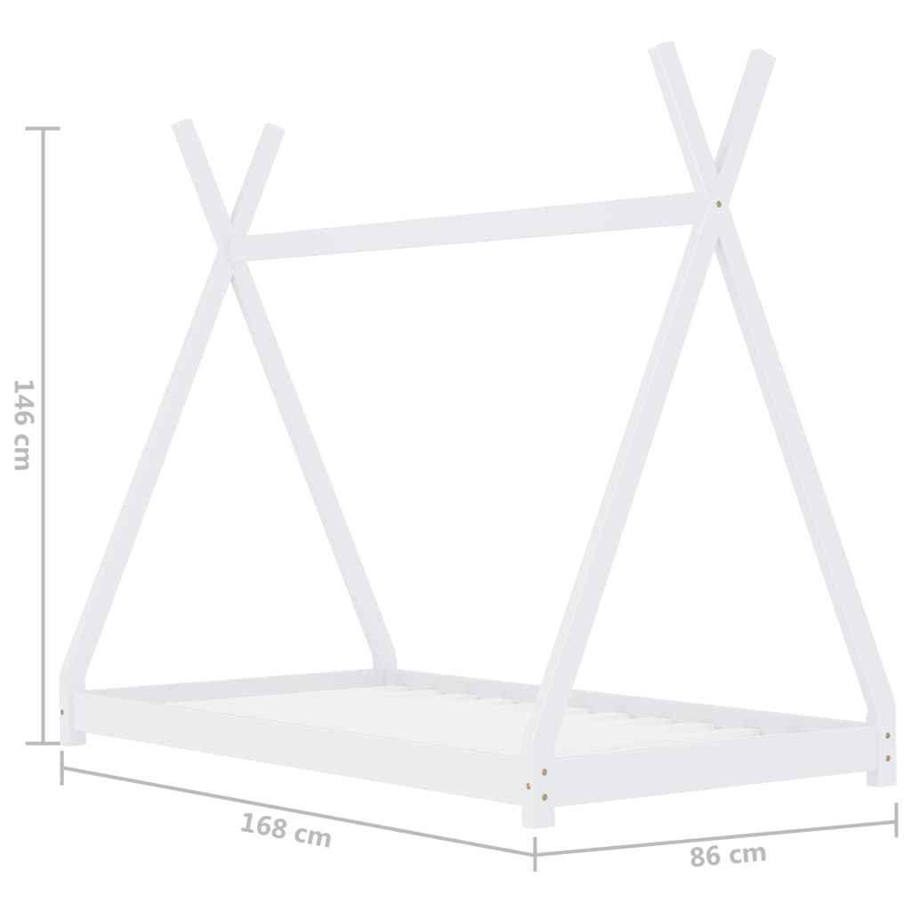 Kids Bed Frame White Solid Pine Wood 80x160 cm