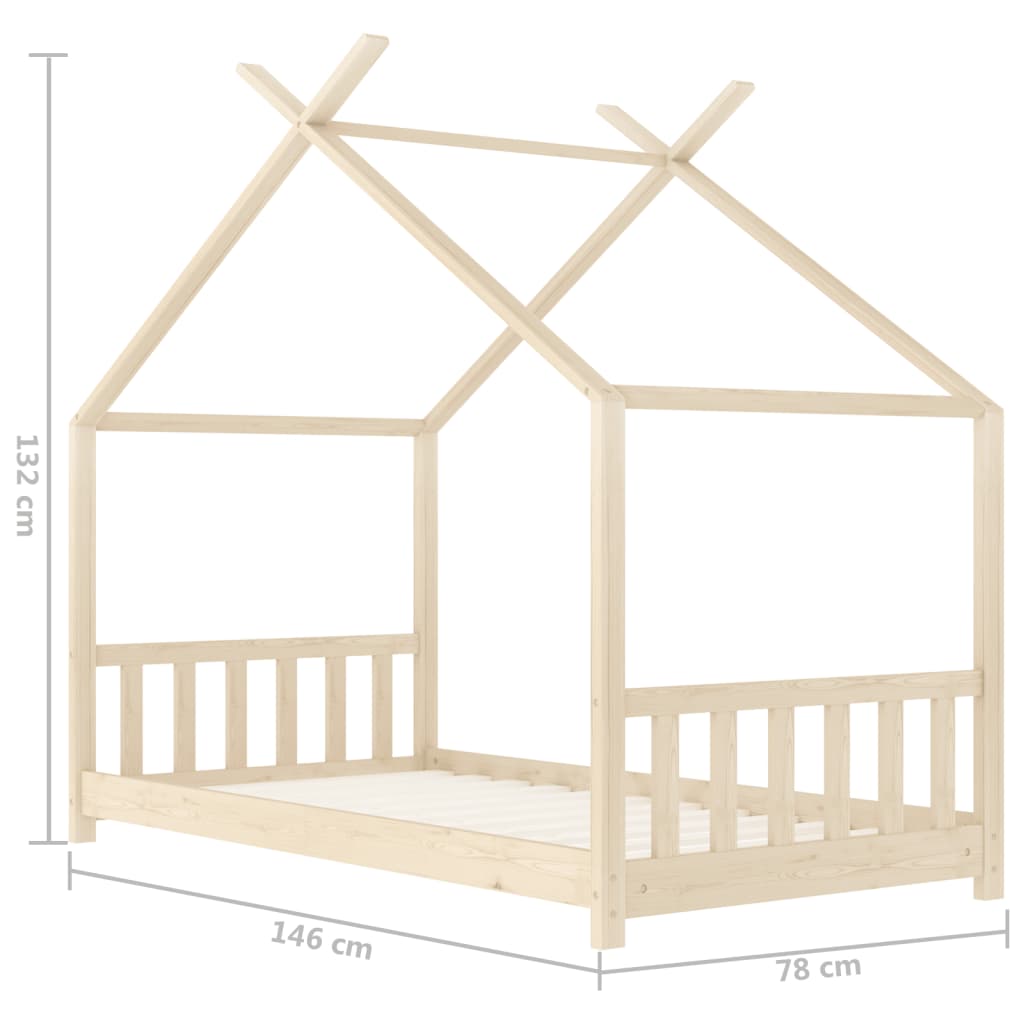 Kids Bed Frame Solid Pine Wood 70x140 cm