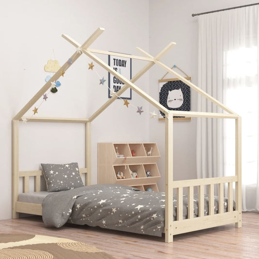 Kids Bed Frame Solid Pine Wood 70x140 cm