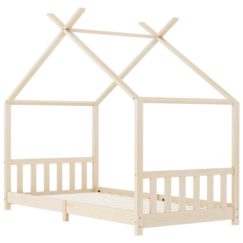 Kids Bed Frame Solid Pine Wood 90x200 cm