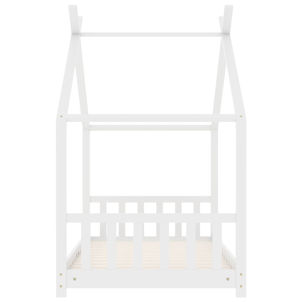 Kids Bed Frame White Solid Pine Wood 70x140 cm