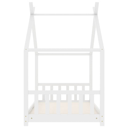 Kids Bed Frame White Solid Pine Wood 70x140 cm