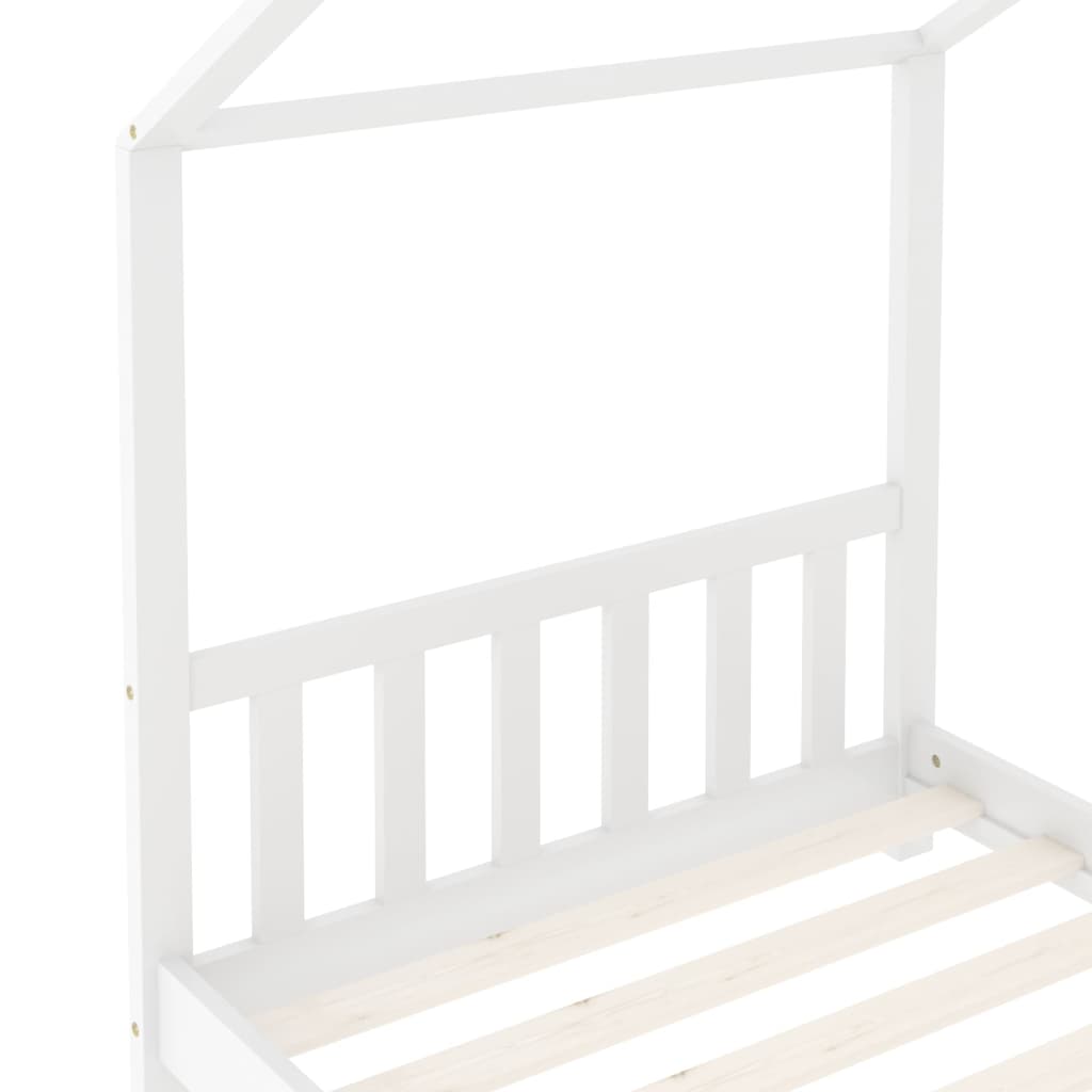 Kids Bed Frame White Solid Pine Wood 70x140 cm