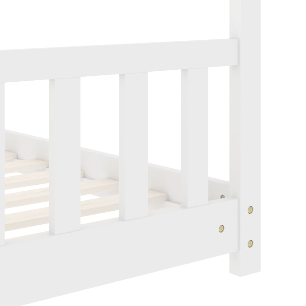 Kids Bed Frame White Solid Pine Wood 70x140 cm