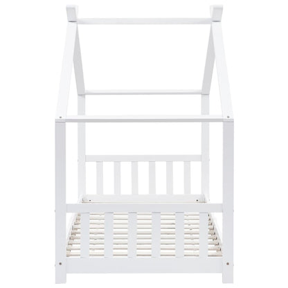 Kids Bed Frame White Solid Pine Wood 90x200 cm