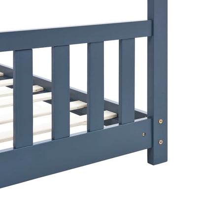 Kids Bed Frame Grey Solid Pine Wood 80x160 cm