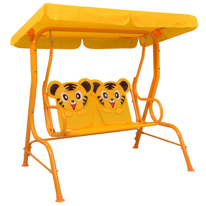 Kids Swing Bench Yellow 115x75x110 cm Fabric