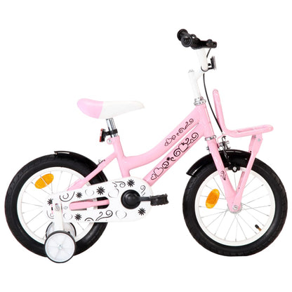 Kids Bike with Front Carrier 14 inch White and Pink