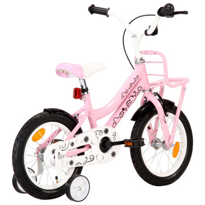 Kids Bike with Front Carrier 14 inch White and Pink