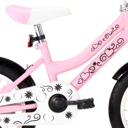 Kids Bike with Front Carrier 14 inch White and Pink