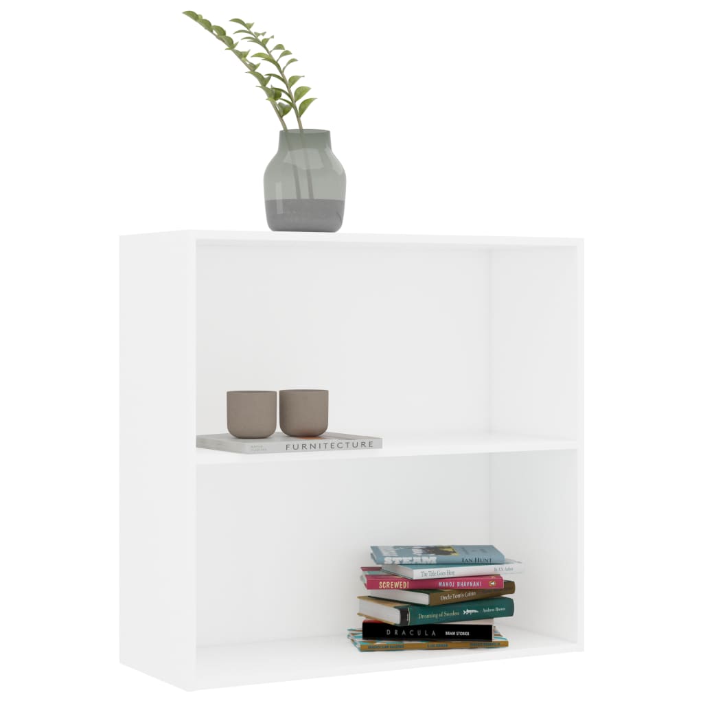 2-Tier Book Cabinet White 80x30x76.5 cm Engineered Wood