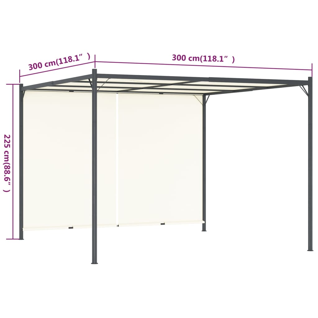 Pergola with Adjustable Roof Cream White 3x3 m Steel