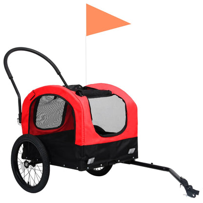 2-in-1 Pet Bike Trailer & Jogging Stroller Red and Black