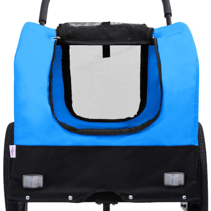 2-in-1 Pet Bike Trailer & Jogging Stroller Blue and Black