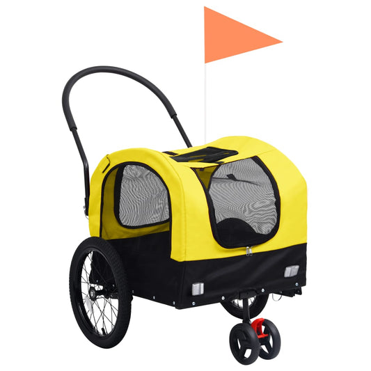 2-in-1 Pet Bike Trailer & Jogging Stroller Yellow and Black