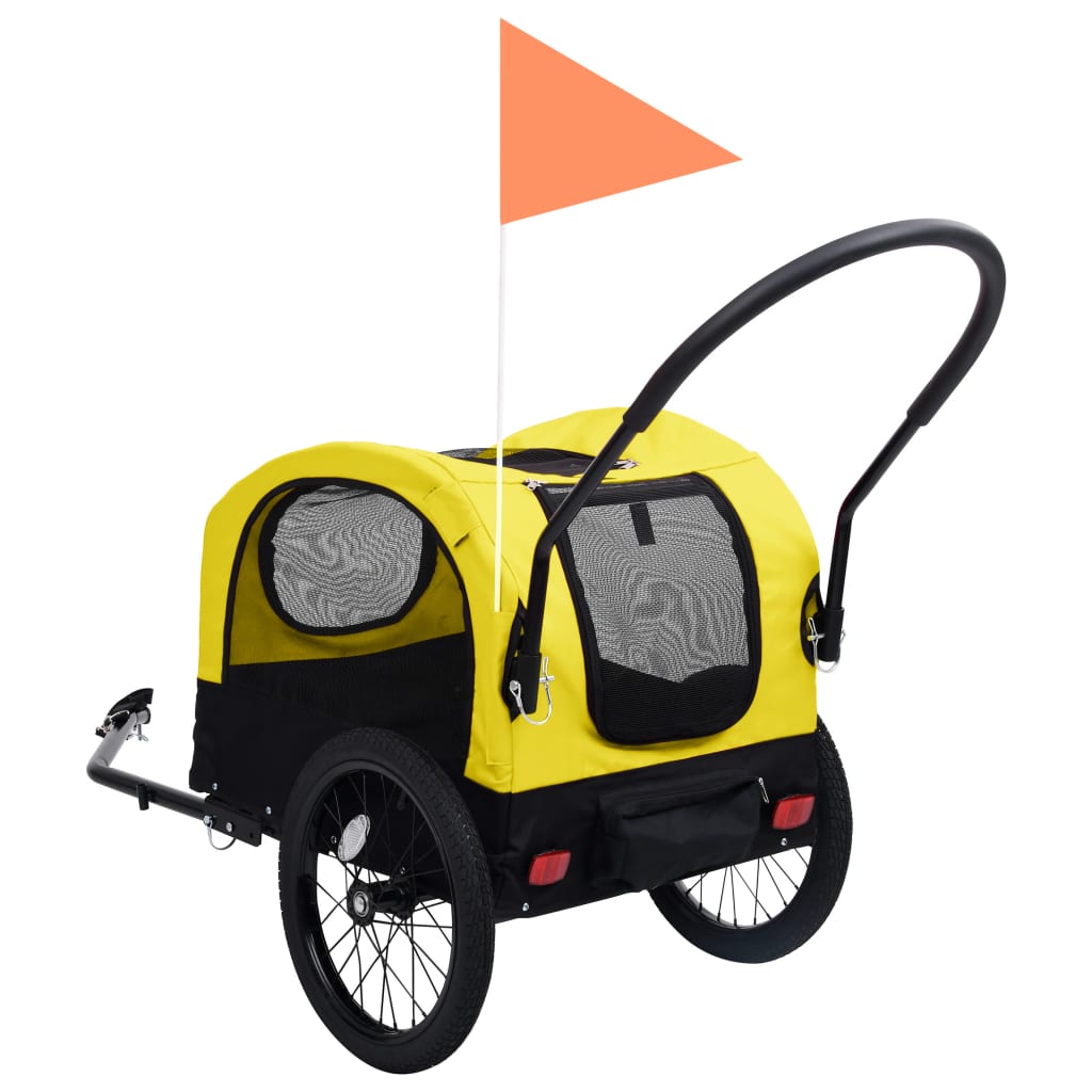 2-in-1 Pet Bike Trailer & Jogging Stroller Yellow and Black