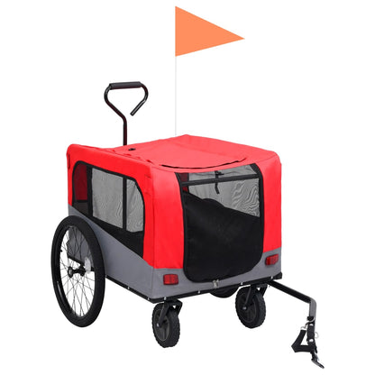 2-in-1 Pet Bike Trailer & Jogging Stroller Red and Grey