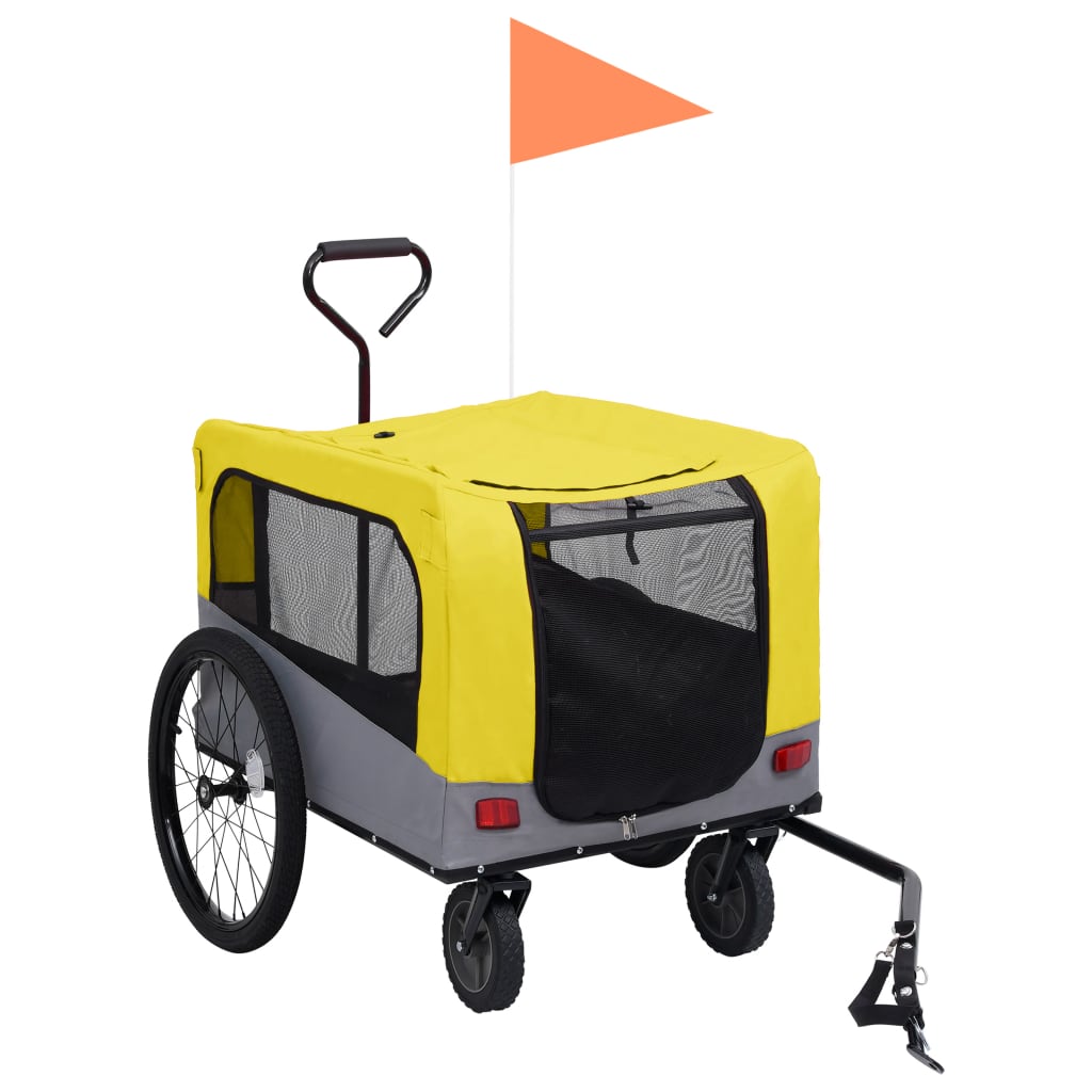 2-in-1 Pet Bike Trailer & Jogging Stroller Yellow and Grey