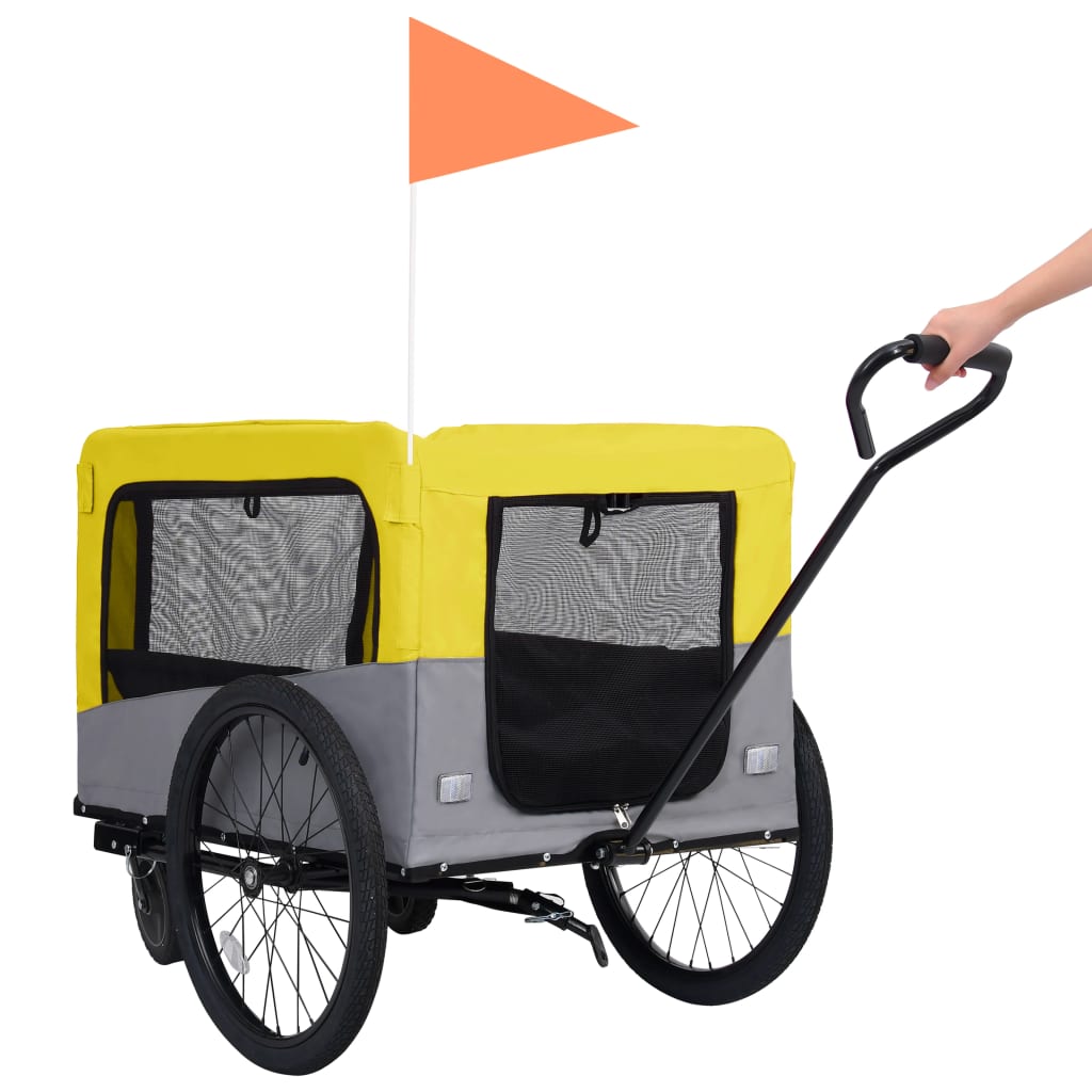 2-in-1 Pet Bike Trailer & Jogging Stroller Yellow and Grey