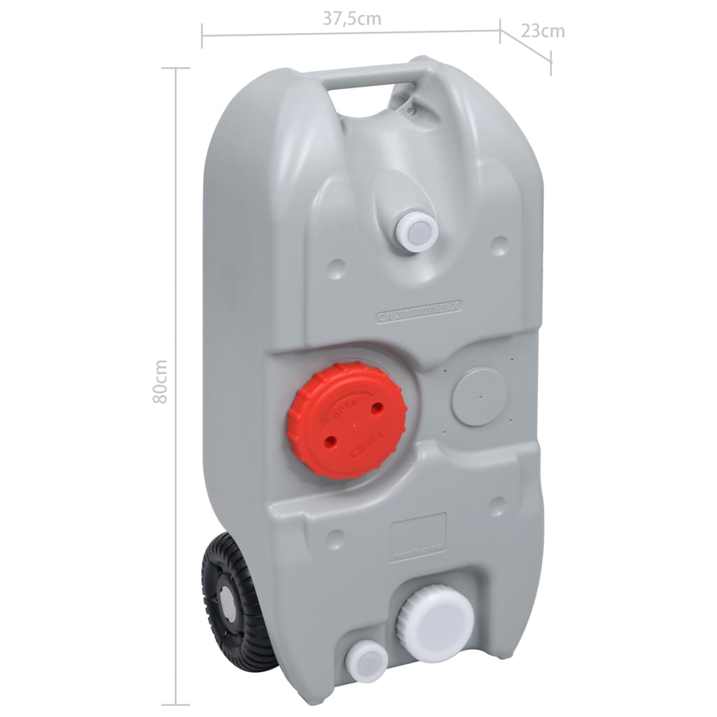 Wheeled Water Tank for Camping 40 L Grey