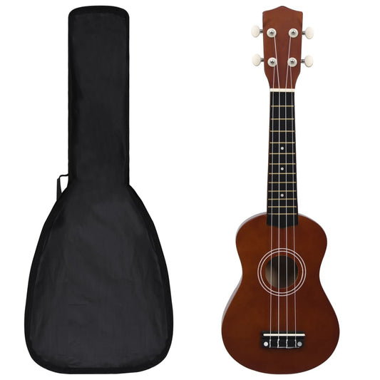 Soprano Ukulele Set with Bag for Kids Dark Wood 21"