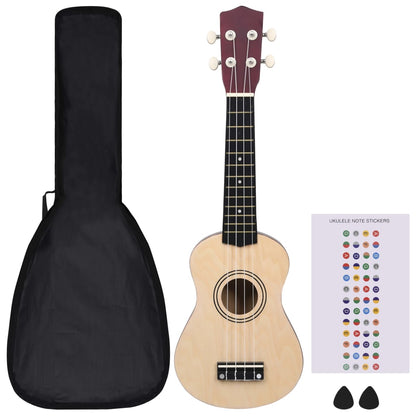 Soprano Ukulele Set with Bag for Kids Light Wood 21"