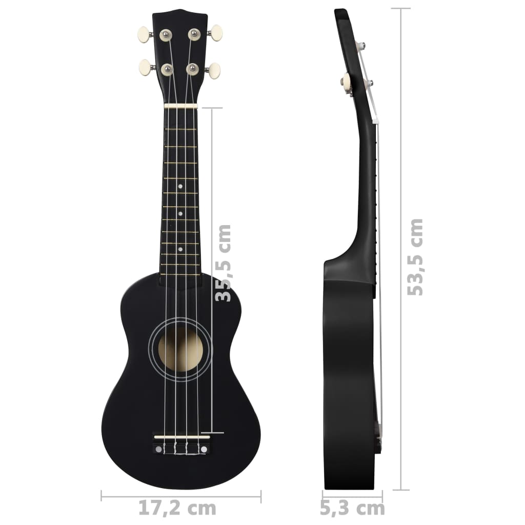 Soprano Ukulele Set with Bag for Kids Black 21"