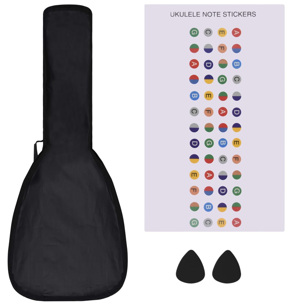 Soprano Ukulele Set with Bag for Kids Black 21"