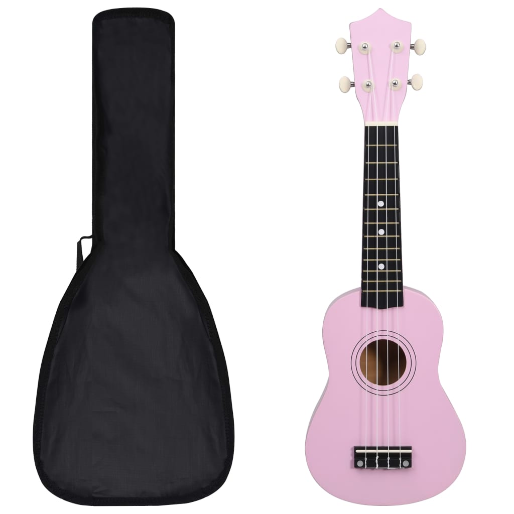 Soprano Ukulele Set with Bag for Kids Pink 21"