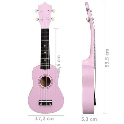 Soprano Ukulele Set with Bag for Kids Pink 21"