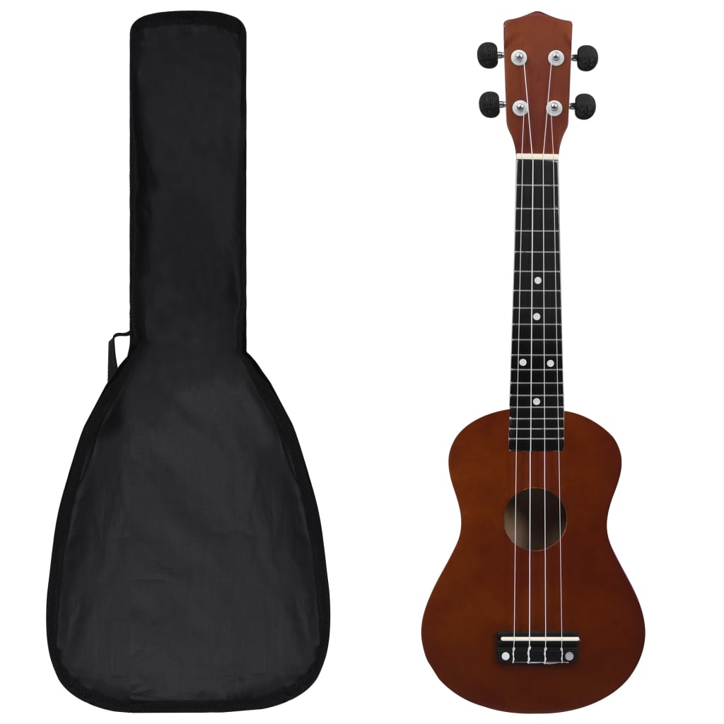 Soprano Ukulele Set with Bag for Kids Dark Wood 23"