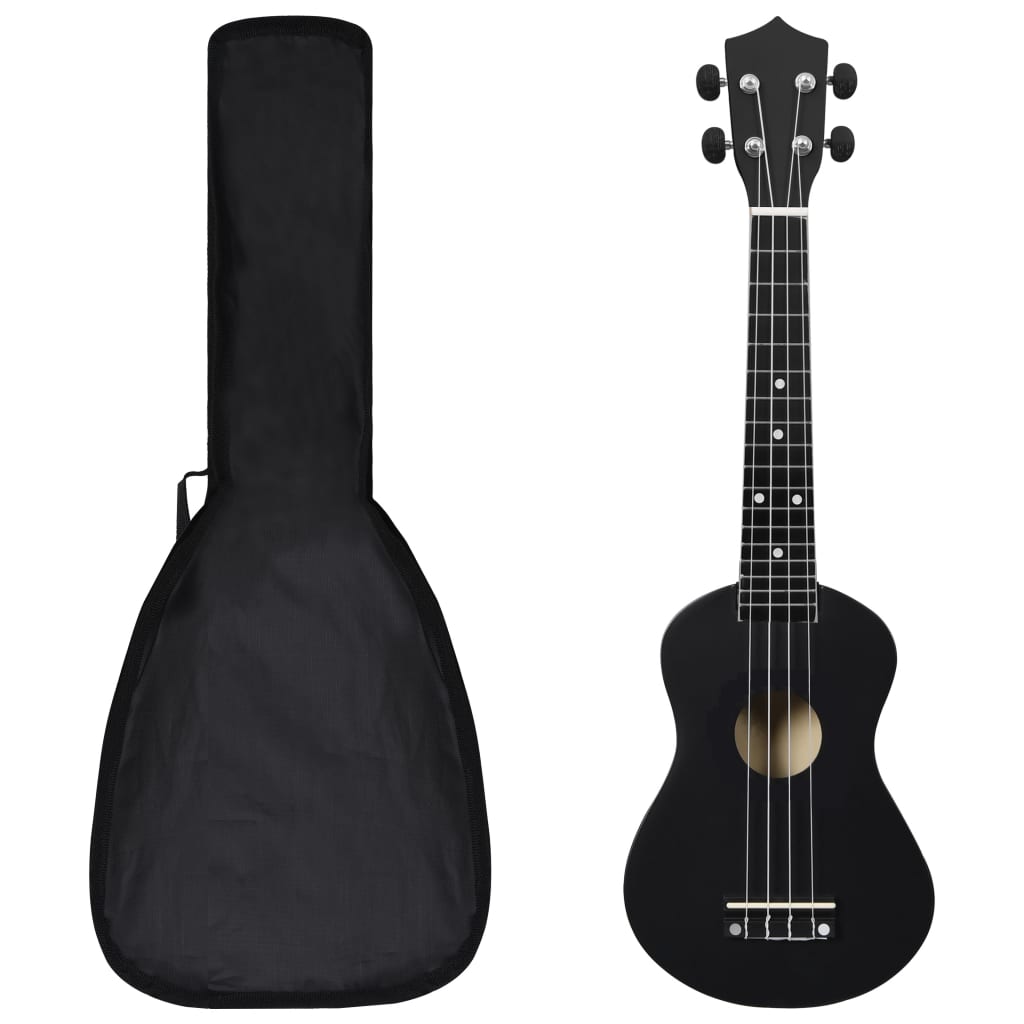 Soprano Ukulele Set with Bag for Kids Black 23"