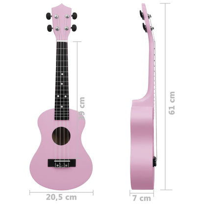 Soprano Ukulele Set with Bag for Kids Pink 23"