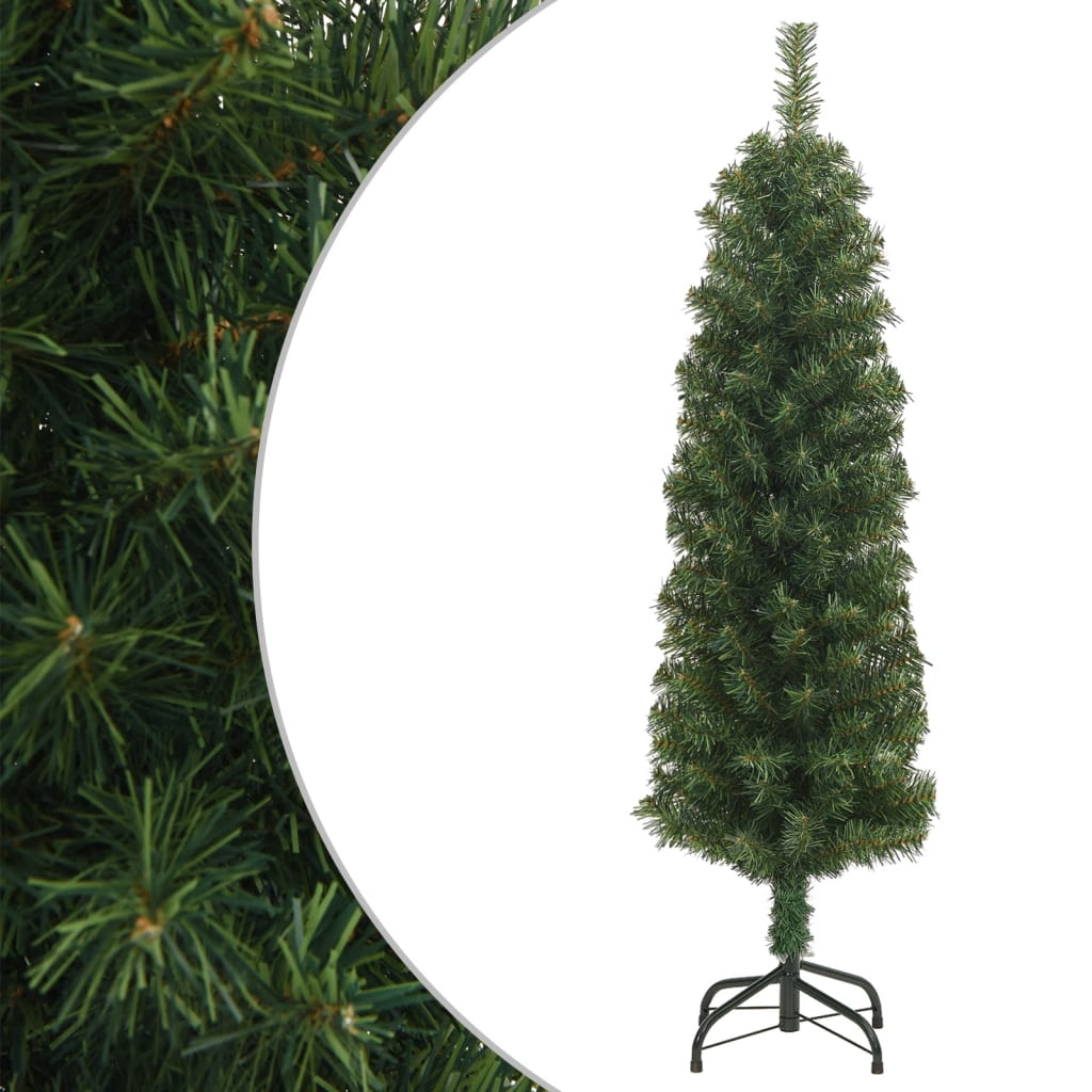 Slim Artificial Christmas Tree with Stand Green 150 cm PVC