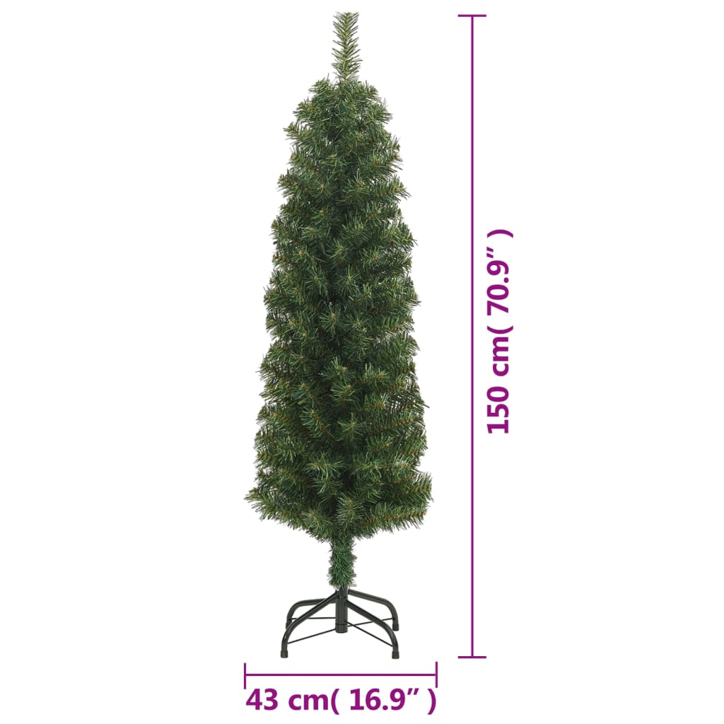 Slim Artificial Christmas Tree with Stand Green 150 cm PVC