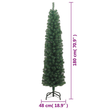 Slim Artificial Christmas Tree with Stand Green 180 cm PVC