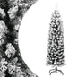 Slim Artificial Christmas Tree with Flocked Snow Green 150 cm PVC