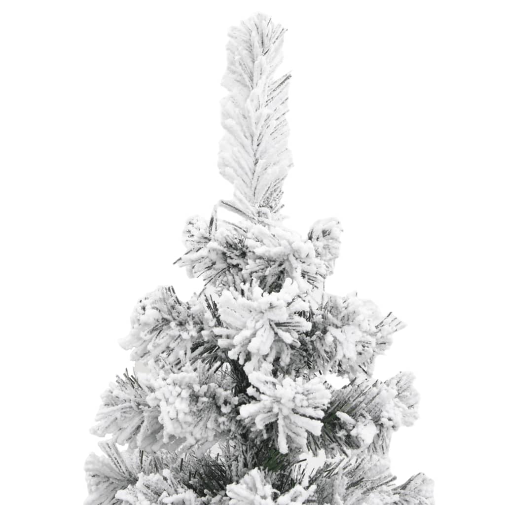 Slim Artificial Christmas Tree with Flocked Snow Green 150 cm PVC