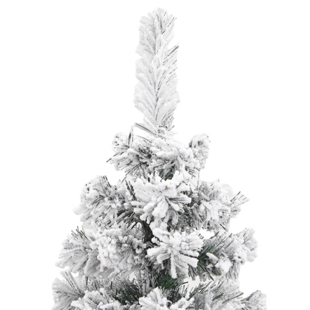 Slim Artificial Christmas Tree with Flocked Snow Green 180 cm PVC