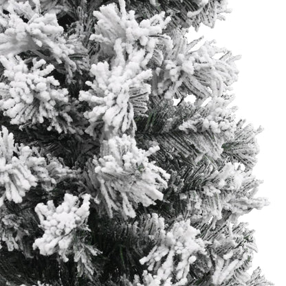 Slim Artificial Christmas Tree with Flocked Snow Green 210 cm PVC