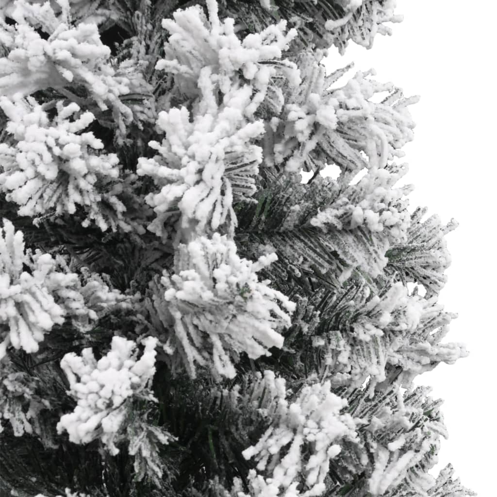 Slim Artificial Christmas Tree with Flocked Snow Green 240 cm PVC