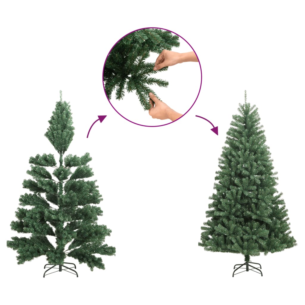 Slim Christmas Tree with Real Wood and Cones Green 210 cm PVC