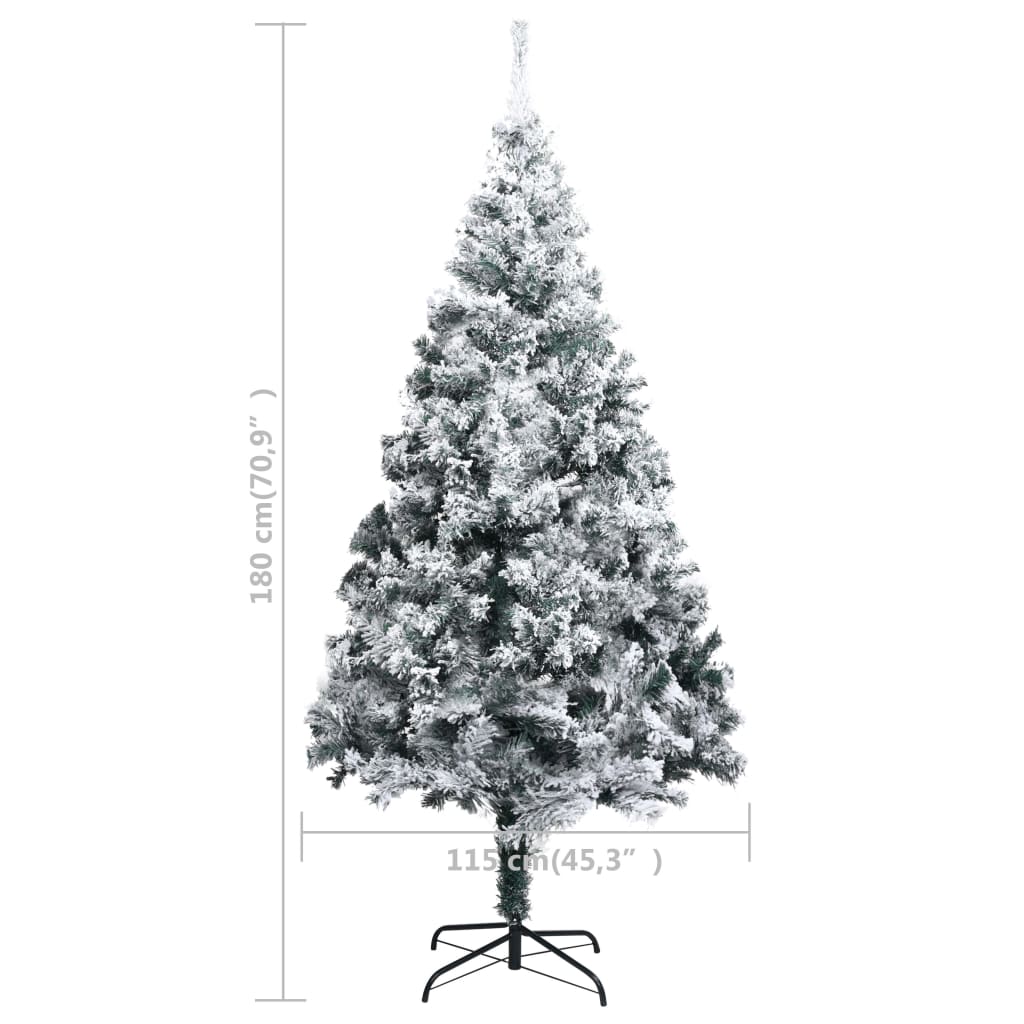 Artificial Christmas Tree with Flocked Snow Green 180 cm PVC