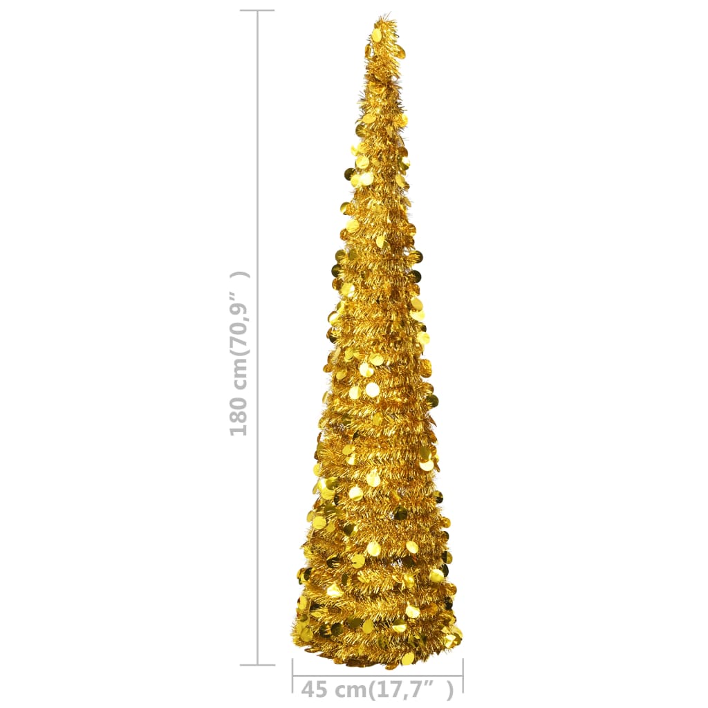 Pop-up Artificial Christmas Tree Gold 180 cm PET