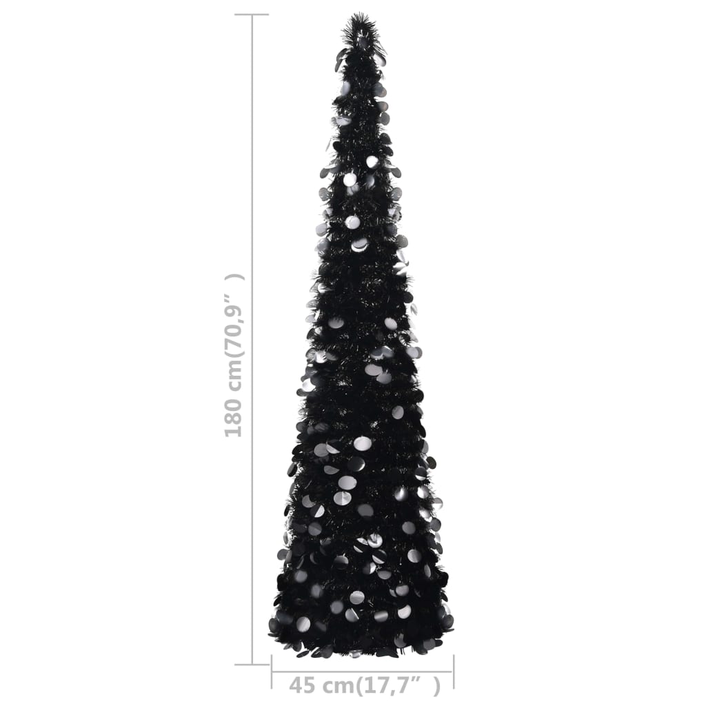 Pop-up Artificial Christmas Tree Black 180 cm PET