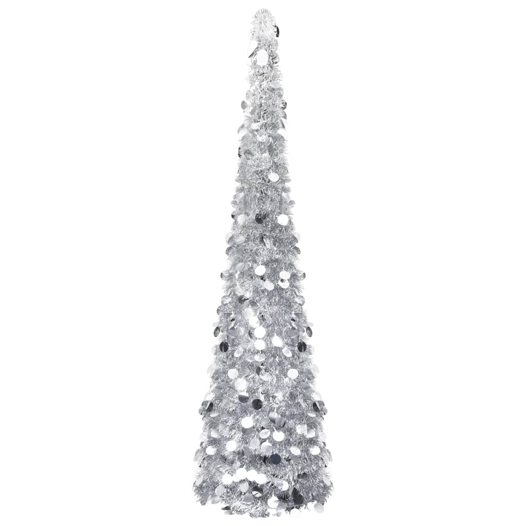 Pop-up Artificial Christmas Tree Silver 150 cm PET